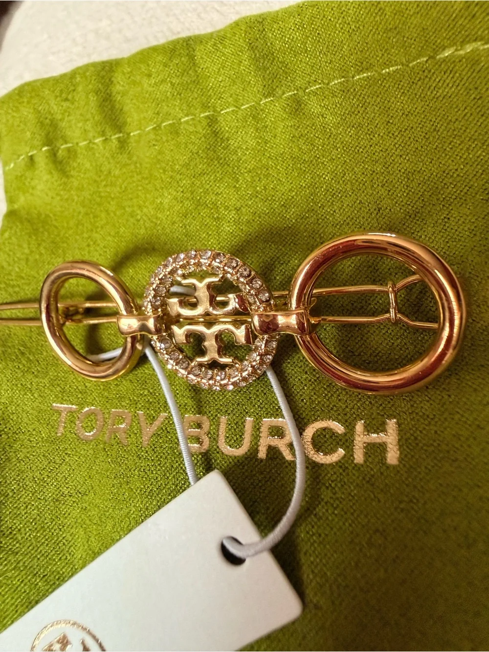 Tory Burch Gold-Plated Pave Crystal Barrette